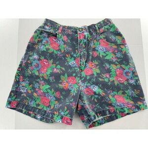 Vtg Oleg Cassani Denim Floral Shorts High Waist 90’s Hippie Size 14 Boho Barbie‍